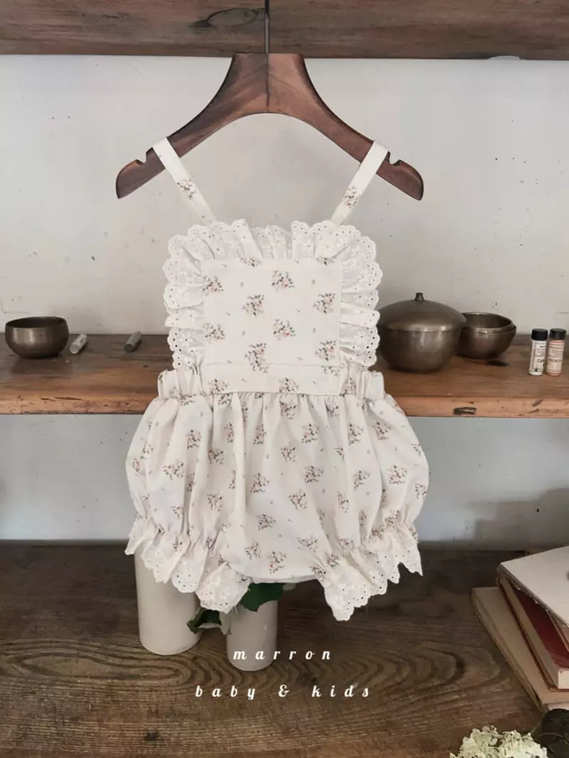 Marron Kid - Korean Baby Fashion - #babylifestyle - Lace Dungaress Bodysuit - 4