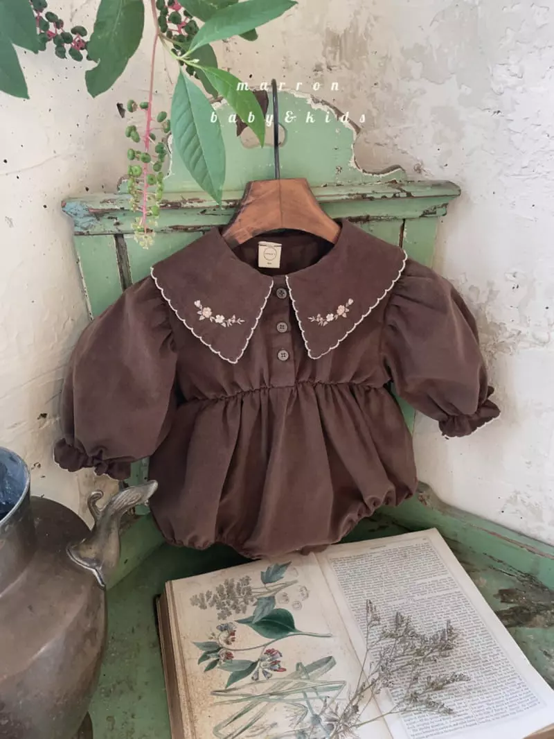 Marron Kid - Korean Baby Fashion - #babyoutfit - Embrodiery Bodysuit - 9