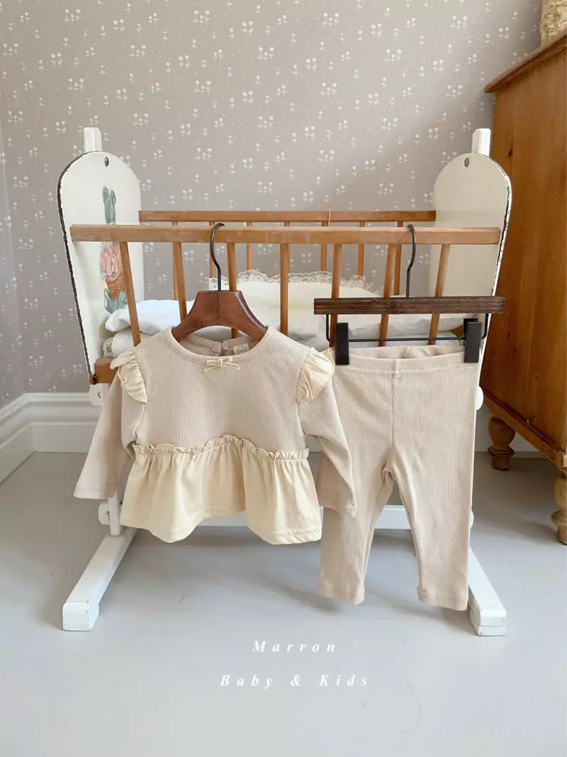 Marron Kid - Korean Baby Fashion - #babywear - Ribbon Top Bottom Set - 4
