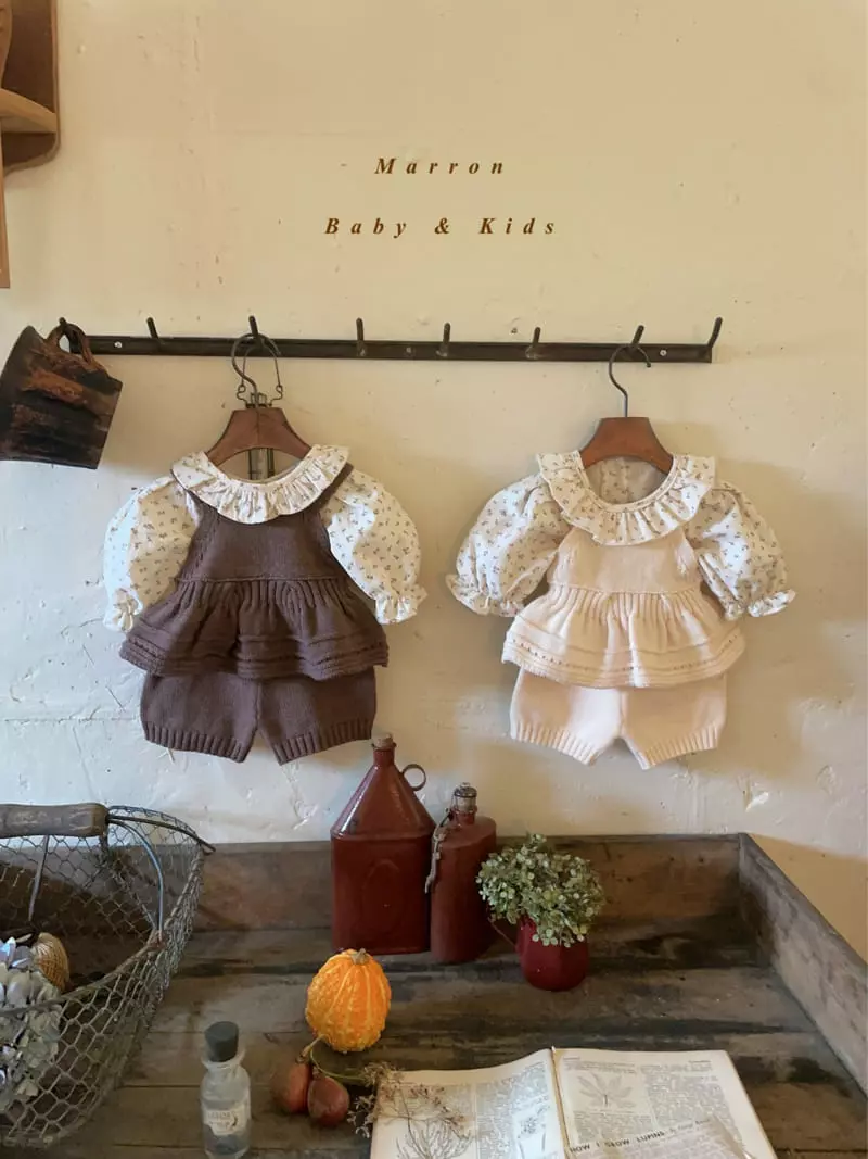 Marron Kid - Korean Baby Fashion - #onlinebabyboutique - Bebe Knit Top Bottom Set - 2