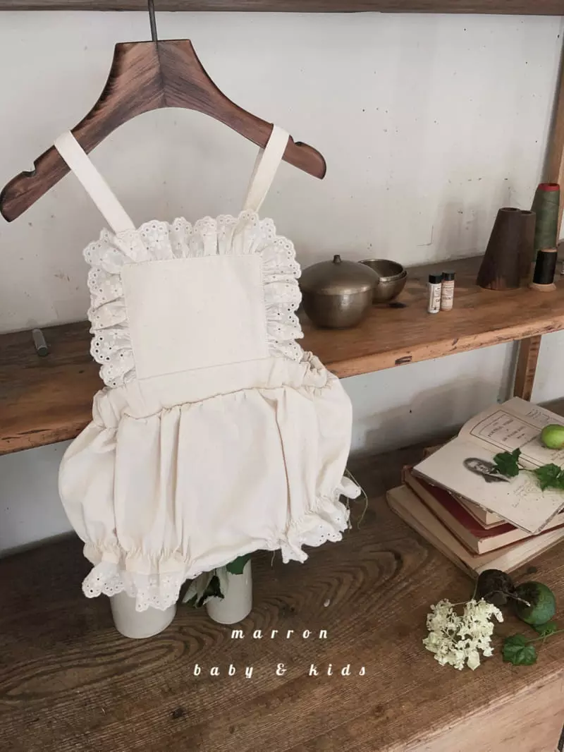 Marron Kid - Korean Baby Fashion - #onlinebabyboutique - Lace Dungaress Bodysuit Flower - 10