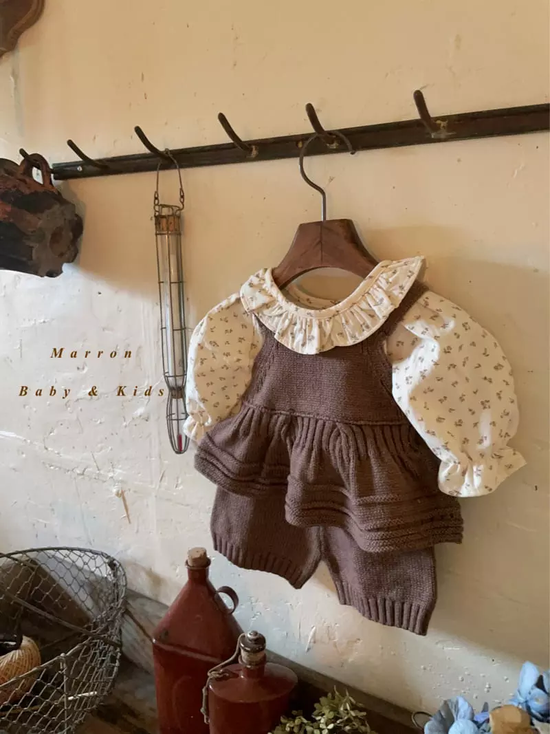 Marron Kid - Korean Baby Fashion - #onlinebabyshop - Bebe Knit Top Bottom Set - 3