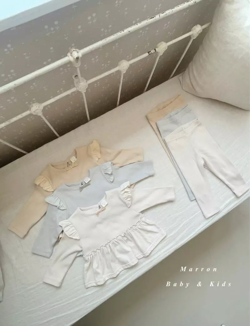 Marron Kid - Korean Baby Fashion - #smilingbaby - Ribbon Top Bottom Set - 6