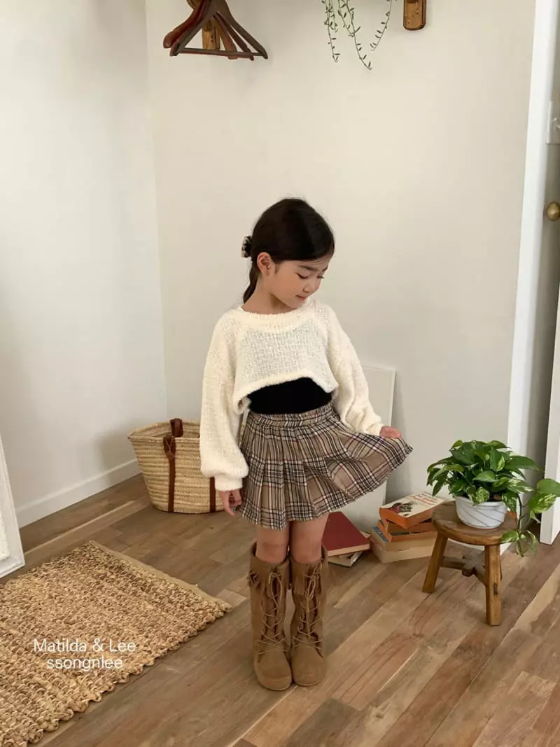 Matilda & Lee - Korean Children Fashion - #prettylittlegirls - Check Wrinkle Skirt - 4