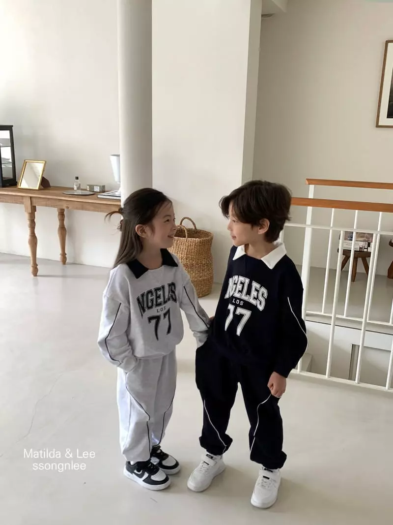 Matilda & Lee - Korean Children Fashion - #childrensboutique - 77 Collar Pping Top Bottom Set - 7