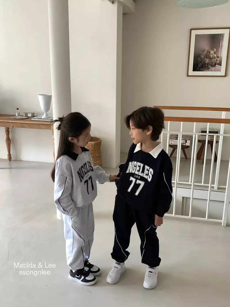 Matilda & Lee - Korean Children Fashion - #designkidswear - 77 Collar Pping Top Bottom Set - 8