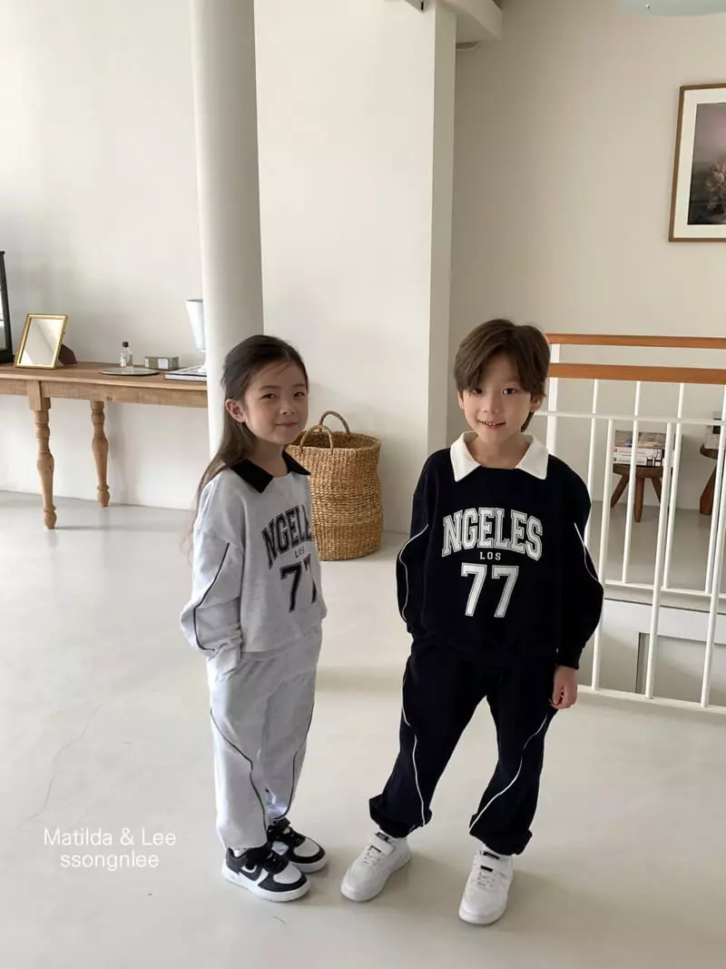 Matilda & Lee - Korean Children Fashion - #fashionkids - 77 Collar Pping Top Bottom Set - 10