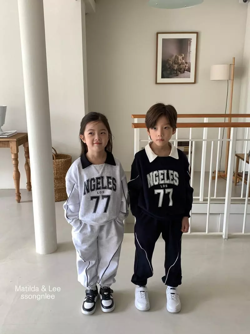 Matilda & Lee - Korean Children Fashion - #prettylittlegirls - 77 Collar Pping Top Bottom Set - 2