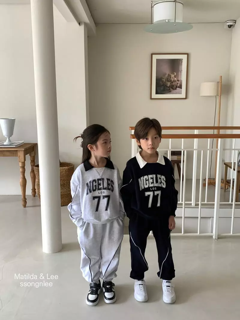 Matilda & Lee - Korean Children Fashion - #todddlerfashion - 77 Collar Pping Top Bottom Set - 3