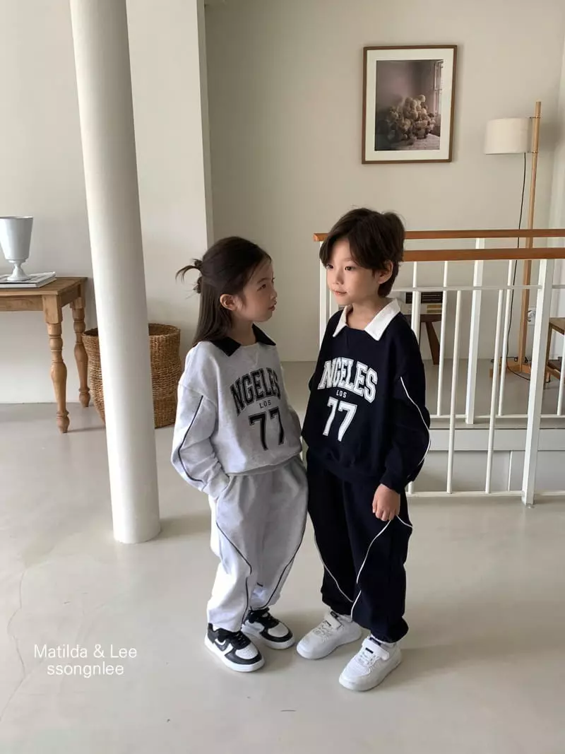 Matilda & Lee - Korean Children Fashion - #todddlerfashion - 77 Collar Pping Top Bottom Set - 4
