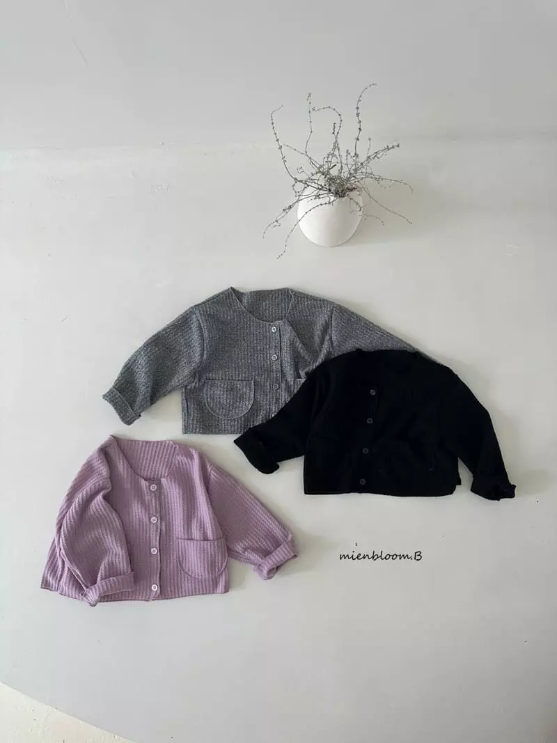 Mienbloom B - Korean Children Fashion - #designkidswear - Knit Waffle Cardigan