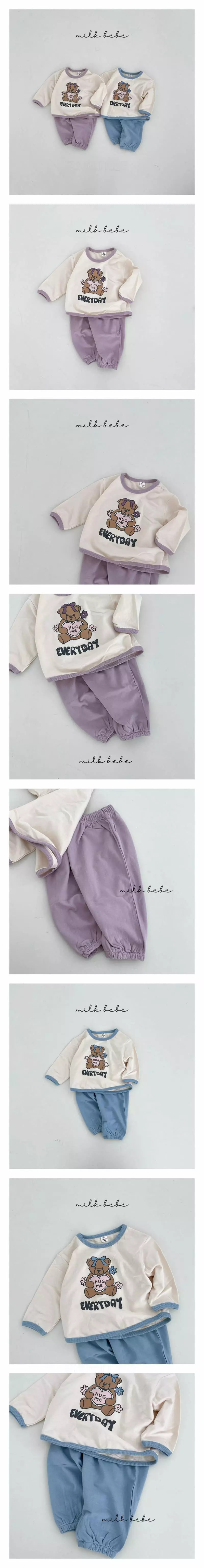 Milk Bebe - Korean Children Fashion - #designkidswear - Hug Bear Top Bottom Set