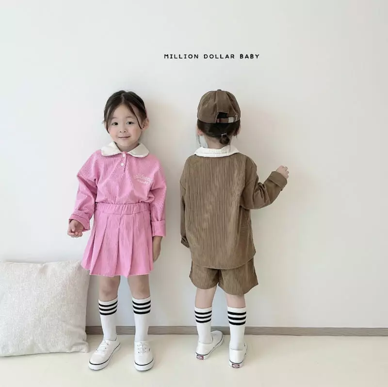 Million Dollar Baby - Korean Children Fashion - #littlefashionista - Rib Collar Skirt Top Bottom Set - 9