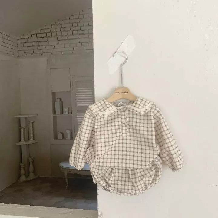 Mimi Market - Korean Baby Fashion - #babyfever - Check Top Bottom Set - 9