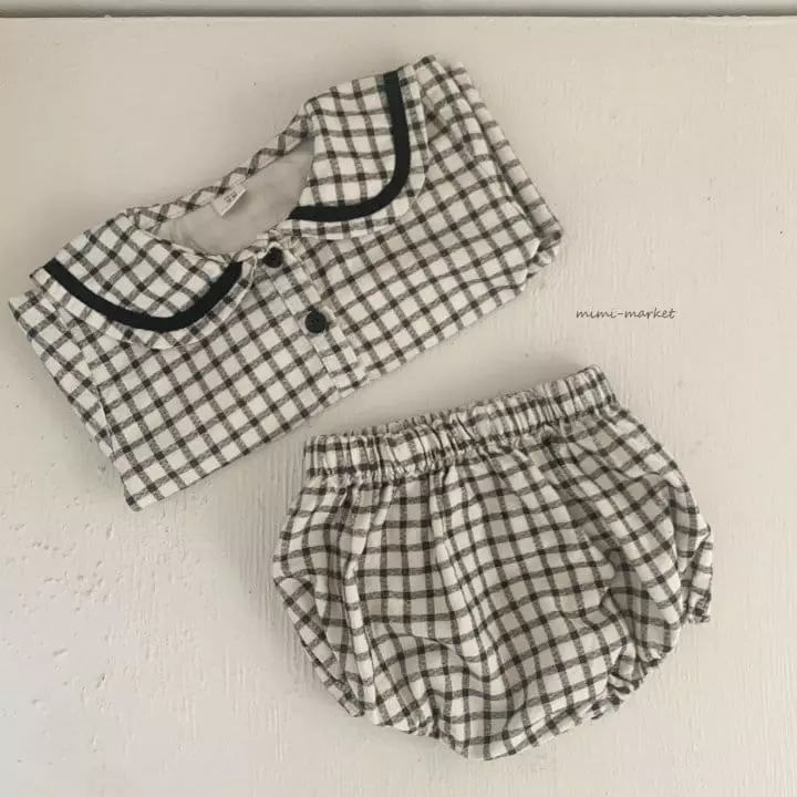 Mimi Market - Korean Baby Fashion - #babyoninstagram - Check Top Bottom Set - 12
