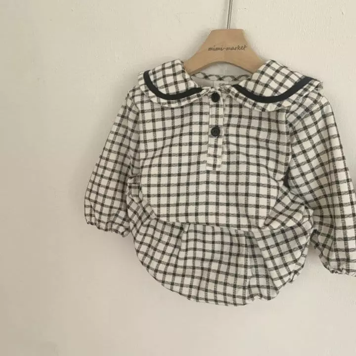 Mimi Market - Korean Baby Fashion - #onlinebabyboutique - Check Top Bottom Set - 2