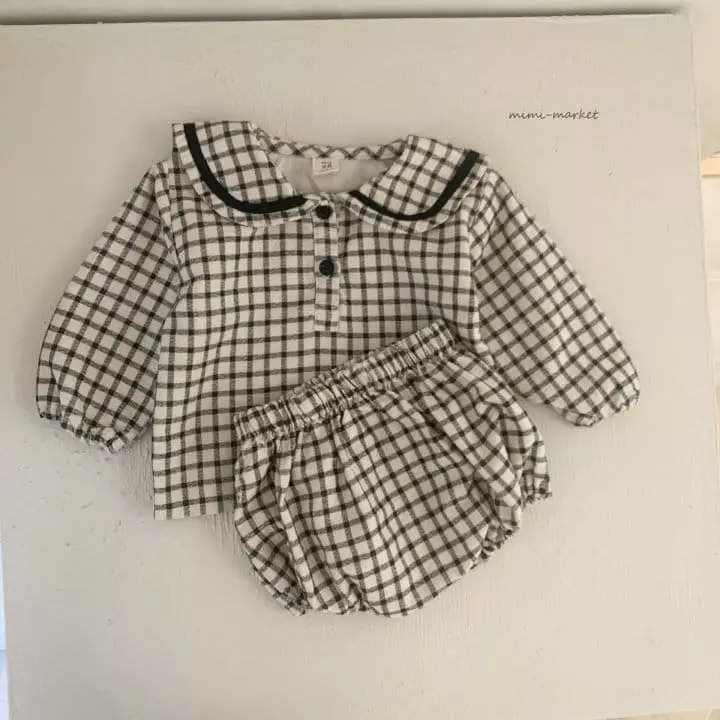 Mimi Market - Korean Baby Fashion - #onlinebabyshop - Check Top Bottom Set - 4
