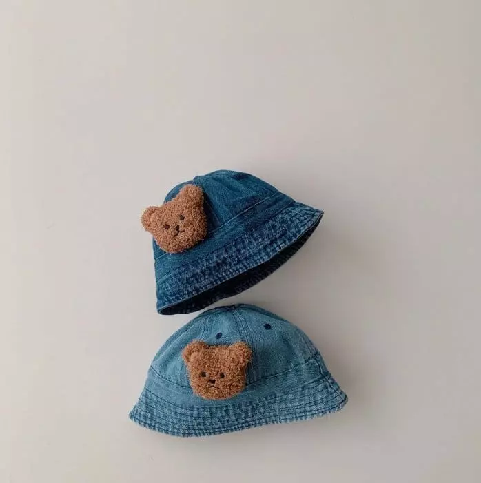 Miso - Korean Children Fashion - #kidsshorts - Bear Dednim Bucket Hat - 2