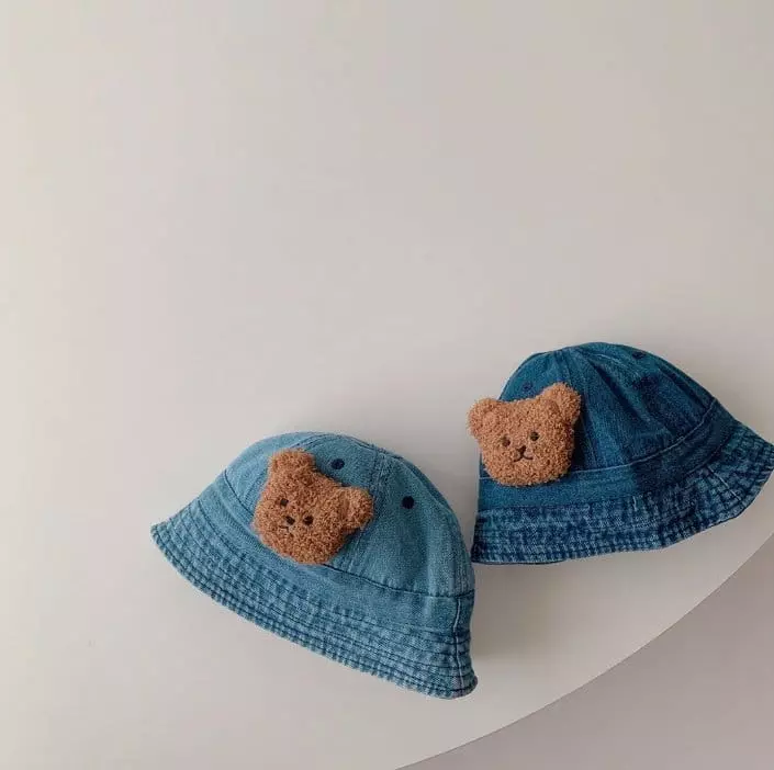 Miso - Korean Children Fashion - #kidsstore - Bear Dednim Bucket Hat - 3