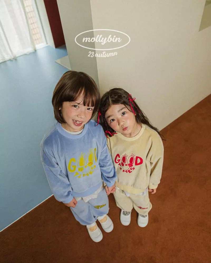 Mollybin - Korean Children Fashion - #kidsstore - Good Time Velvet Top Bottom Set - 9