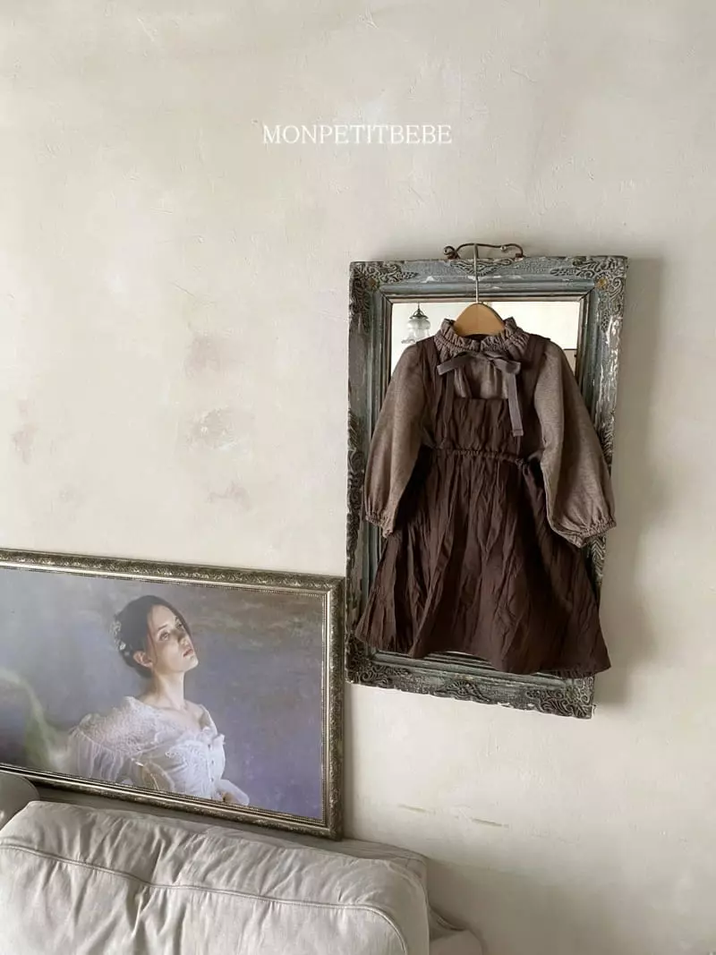 Mon Petit Bebe - Korean Children Fashion - #kidzfashiontrend - Wrinkle Apron One-piece - 2