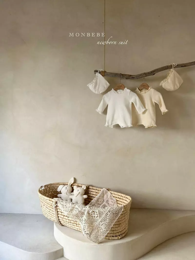 Monbebe - Korean Baby Fashion - #babyboutique - Waffle Bodysuit with Bonnet