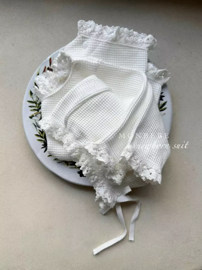 Monbebe - Korean Baby Fashion - #babyfever - Waffle Bodysuit with Bonnet - 5