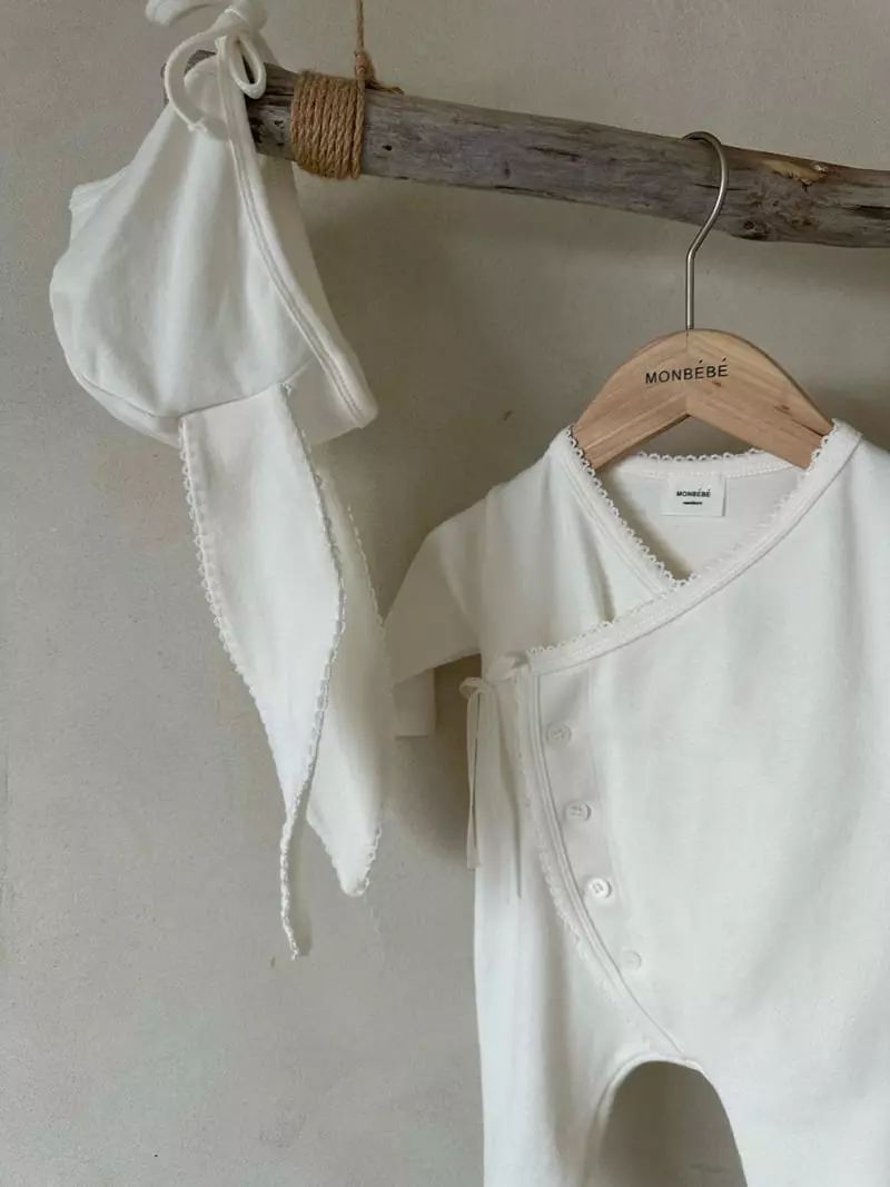 Monbebe - Korean Baby Fashion - #babyfever - Pin Coat Bunny Bodysuit with Bonnet - 2