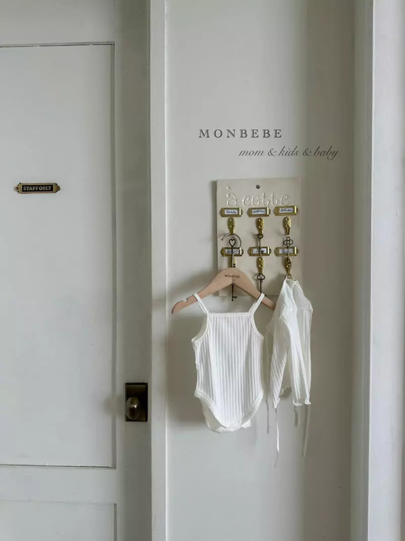 Monbebe - Korean Baby Fashion - #babylifestyle - Rib Ribbon Bodysuit Cardigan Set - 5