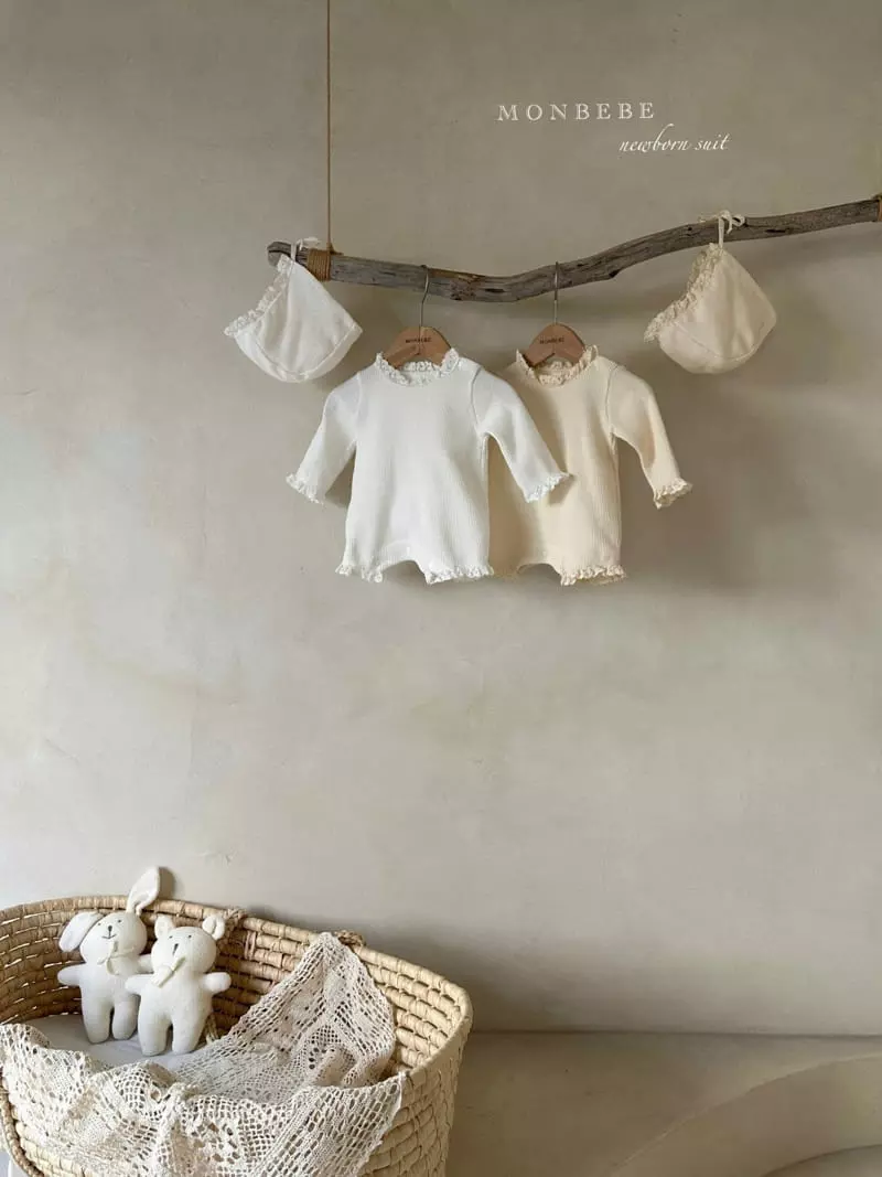 Monbebe - Korean Baby Fashion - #babyoninstagram - Waffle Bodysuit with Bonnet - 8