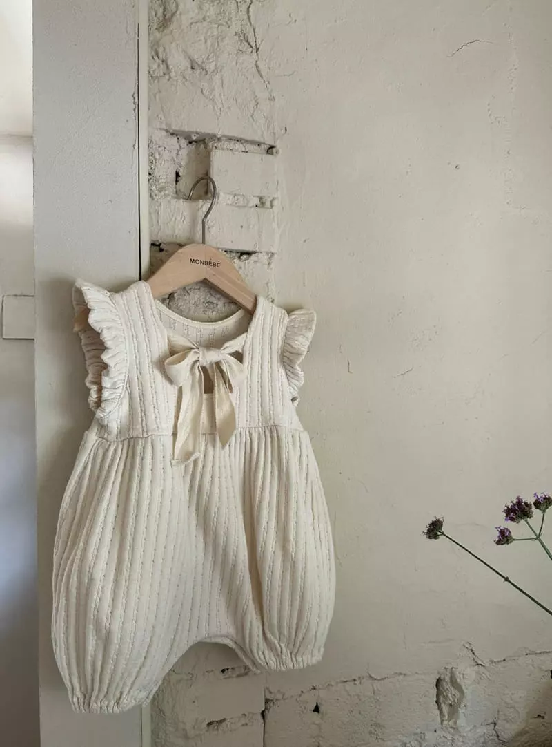 Monbebe - Korean Baby Fashion - #babyootd - Jacquard Frill Bodysuit