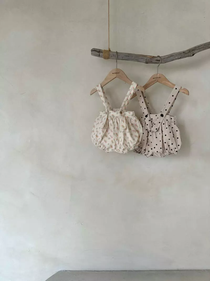 Monbebe - Korean Baby Fashion - #babyoutfit - Rib Dungarees Bloomner - 3