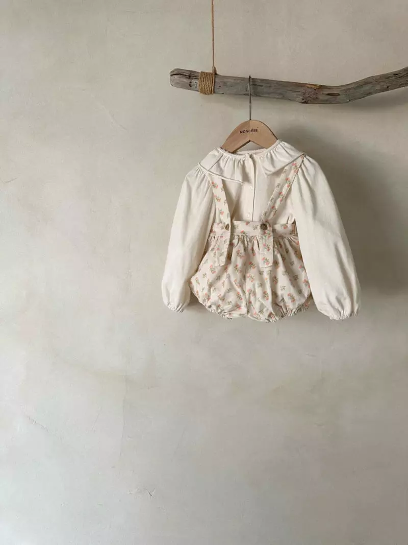 Monbebe - Korean Baby Fashion - #babyoutfit - Rib Dungarees Bloomner - 4