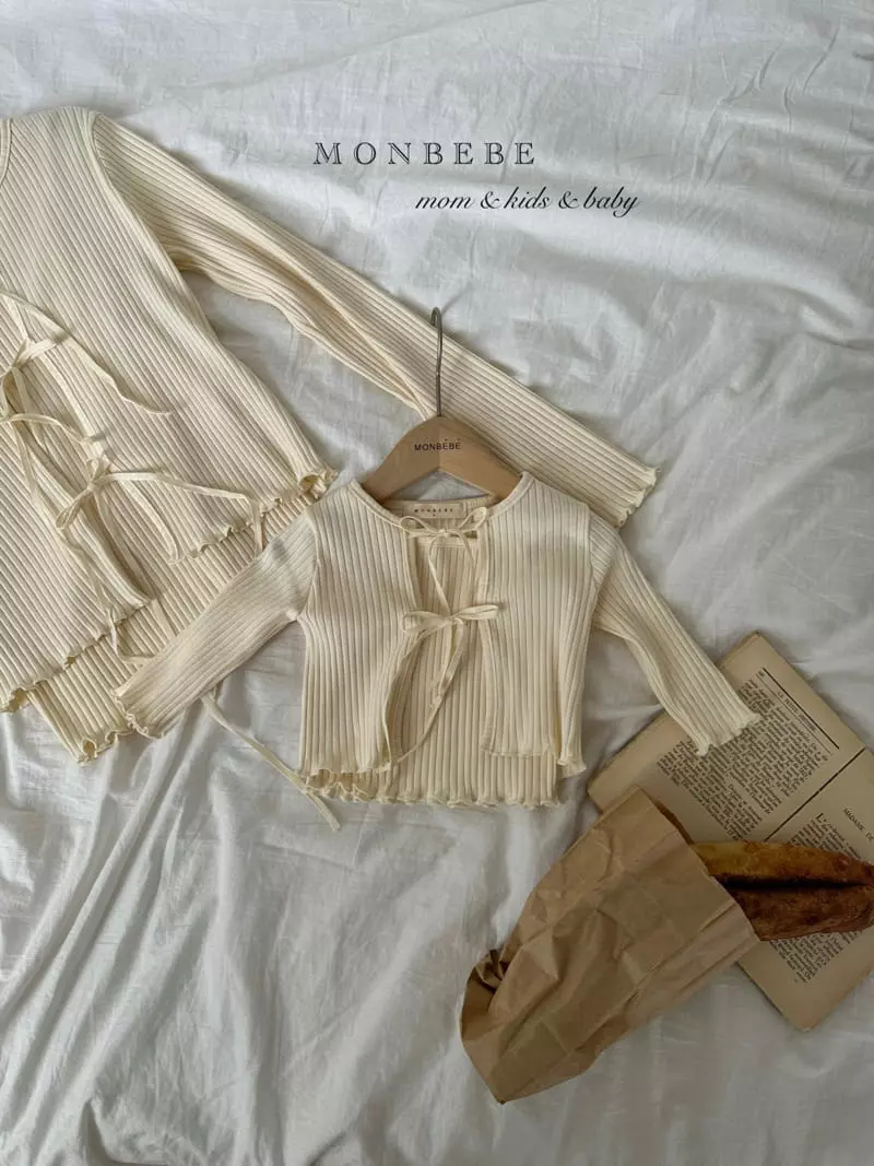 Monbebe - Korean Children Fashion - #Kfashion4kids - Rib Ribbon Sleeveless Cardigan Set - 8