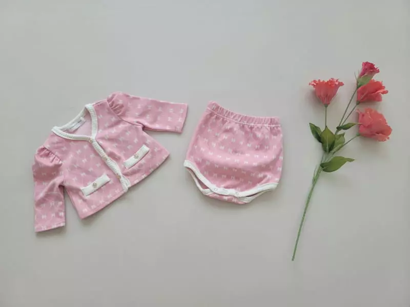 Moran - Korean Baby Fashion - #babygirlfashion - Ribbon Cardigan Set