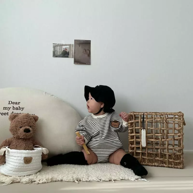 Moran - Korean Baby Fashion - #babygirlfashion - Pocket Bear Bodysuit - 2