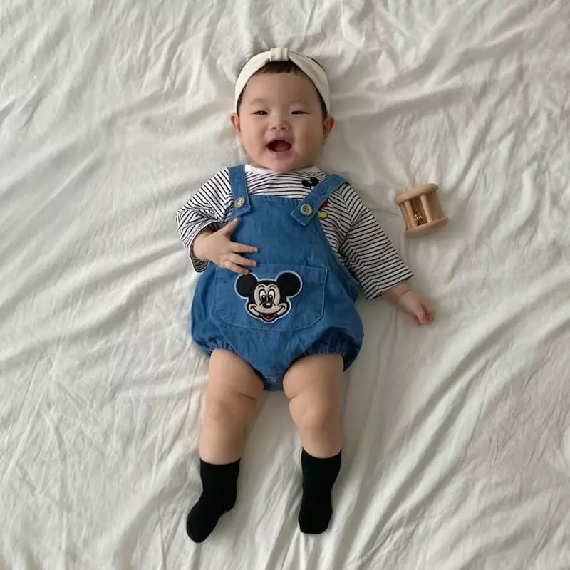 Moran - Korean Baby Fashion - #babyoninstagram - M Denim Dungarees Bodysuit - 6