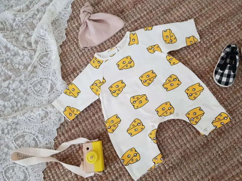 Moran - Korean Baby Fashion - #babylifestyle - Cheese Bodysuit with Bonnet - 4