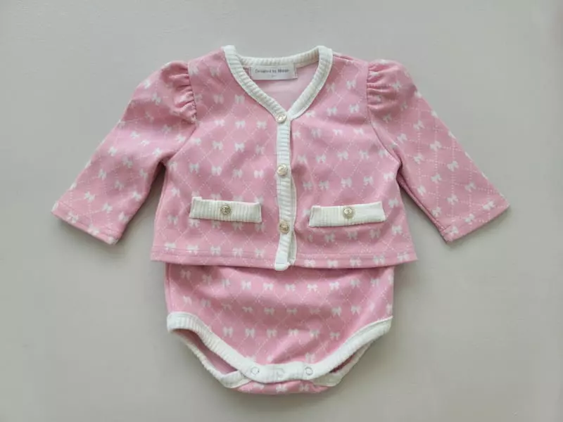 Moran - Korean Baby Fashion - #babyoninstagram - Ribbon Cardigan Set - 3