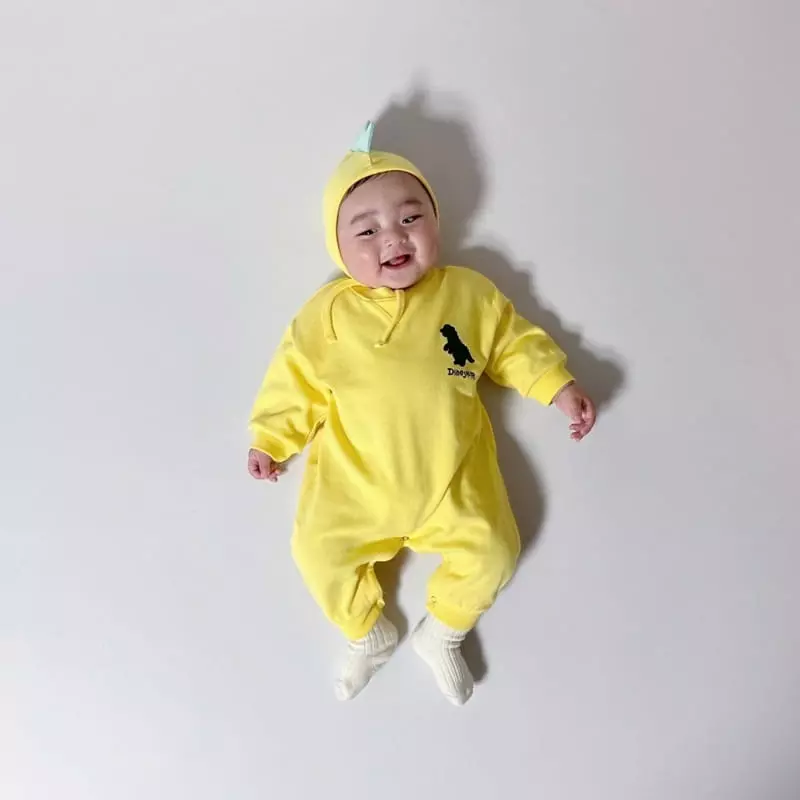 Moran - Korean Baby Fashion - #babyoninstagram - Dino Bodysuit with Bonnet - 5