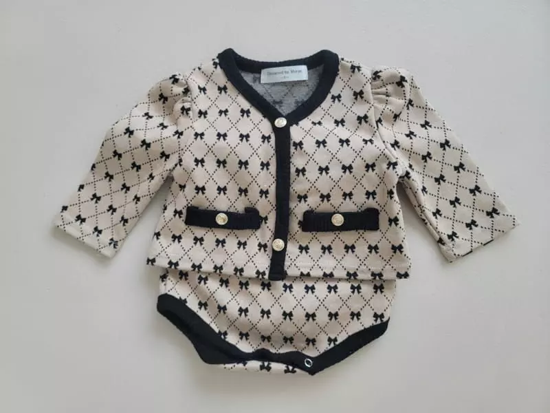 Moran - Korean Baby Fashion - #babyoninstagram - Ribbon Cardigan Set - 4