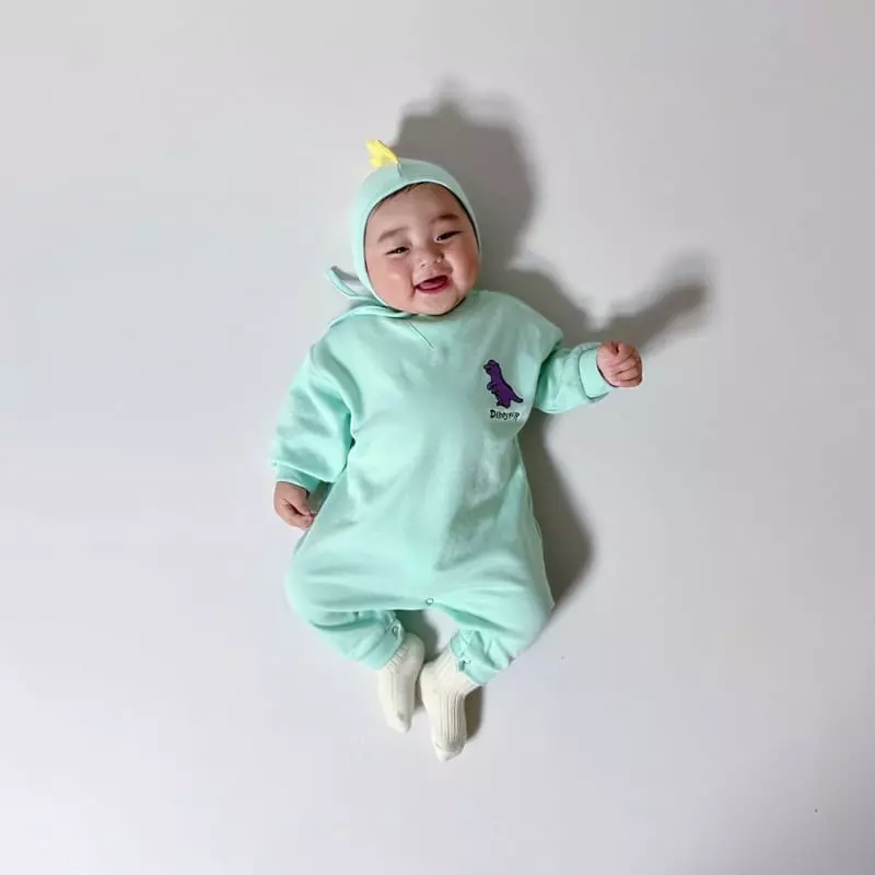 Moran - Korean Baby Fashion - #babyootd - Dino Bodysuit with Bonnet - 6