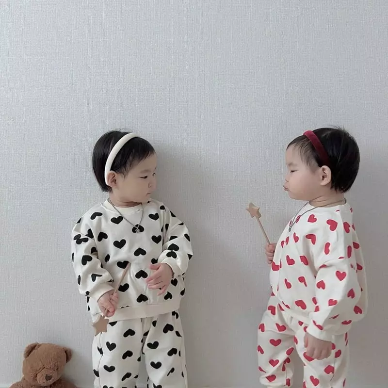 Moran - Korean Children Fashion - #designkidswear - Heart Candy TOP Bottom Set - 6