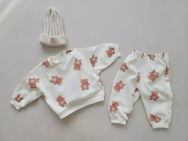 Moran - Korean Children Fashion - #discoveringself - Crown Bear Top Bottom Set