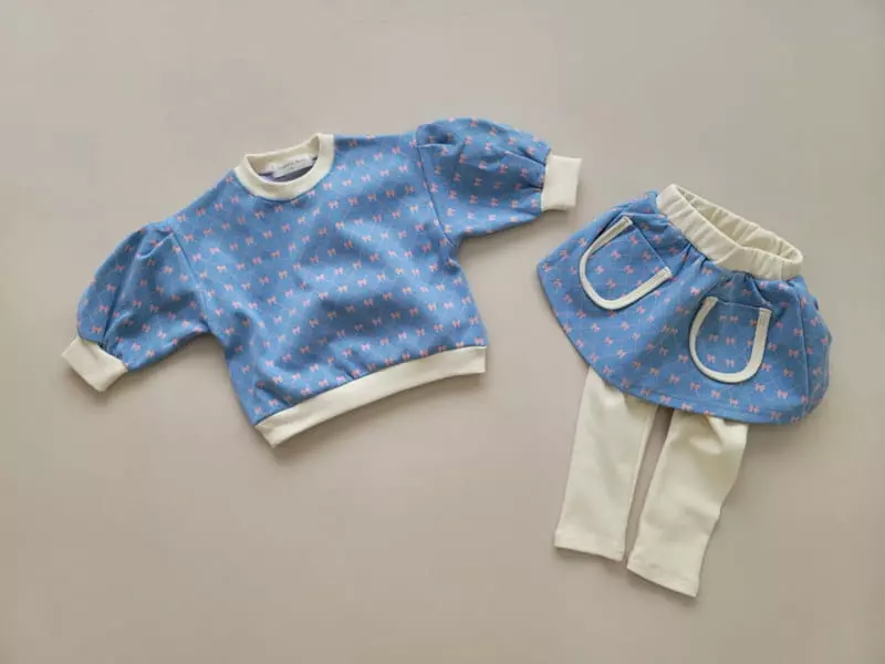 Moran - Korean Children Fashion - #kidsstore - Ribbon Skirt Leggings Set - 2