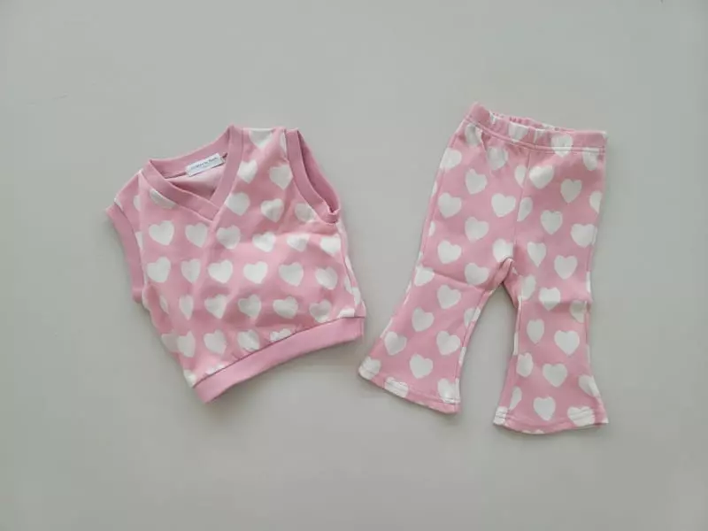 Moran - Korean Children Fashion - #Kfashion4kids - Heart Top Bottom Set - 4