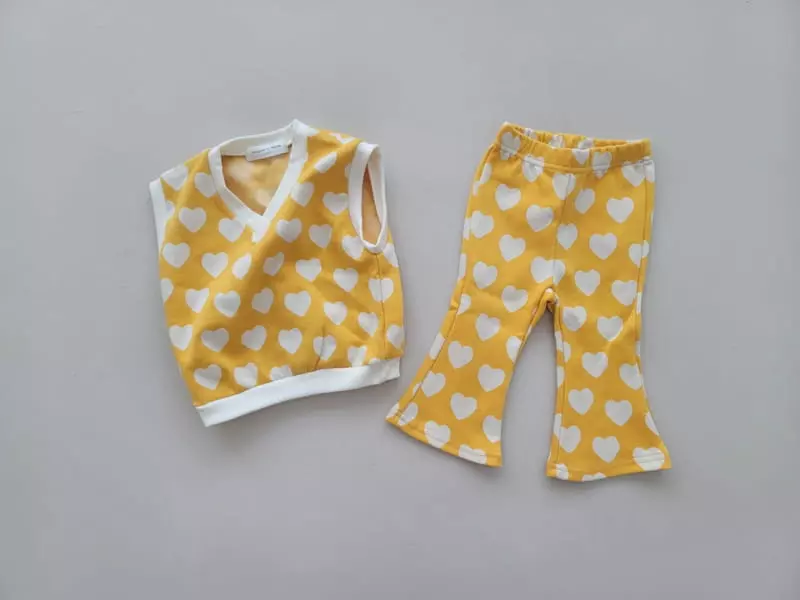 Moran - Korean Children Fashion - #magicofchildhood - Heart Top Bottom Set - 5