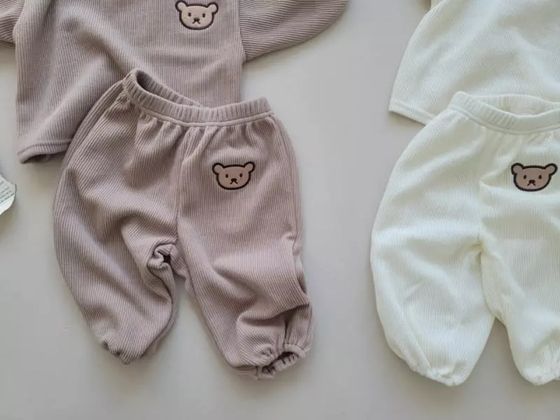 Moran - Korean Children Fashion - #littlefashionista - Knit Bear Top Bottom Set - 4
