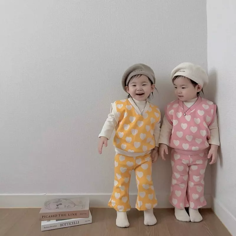 Moran - Korean Children Fashion - #prettylittlegirls - Heart Top Bottom Set - 7