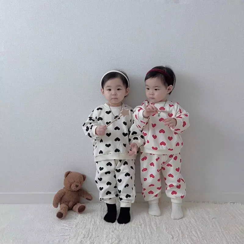 Moran - Korean Children Fashion - #prettylittlegirls - Heart Candy TOP Bottom Set - 2